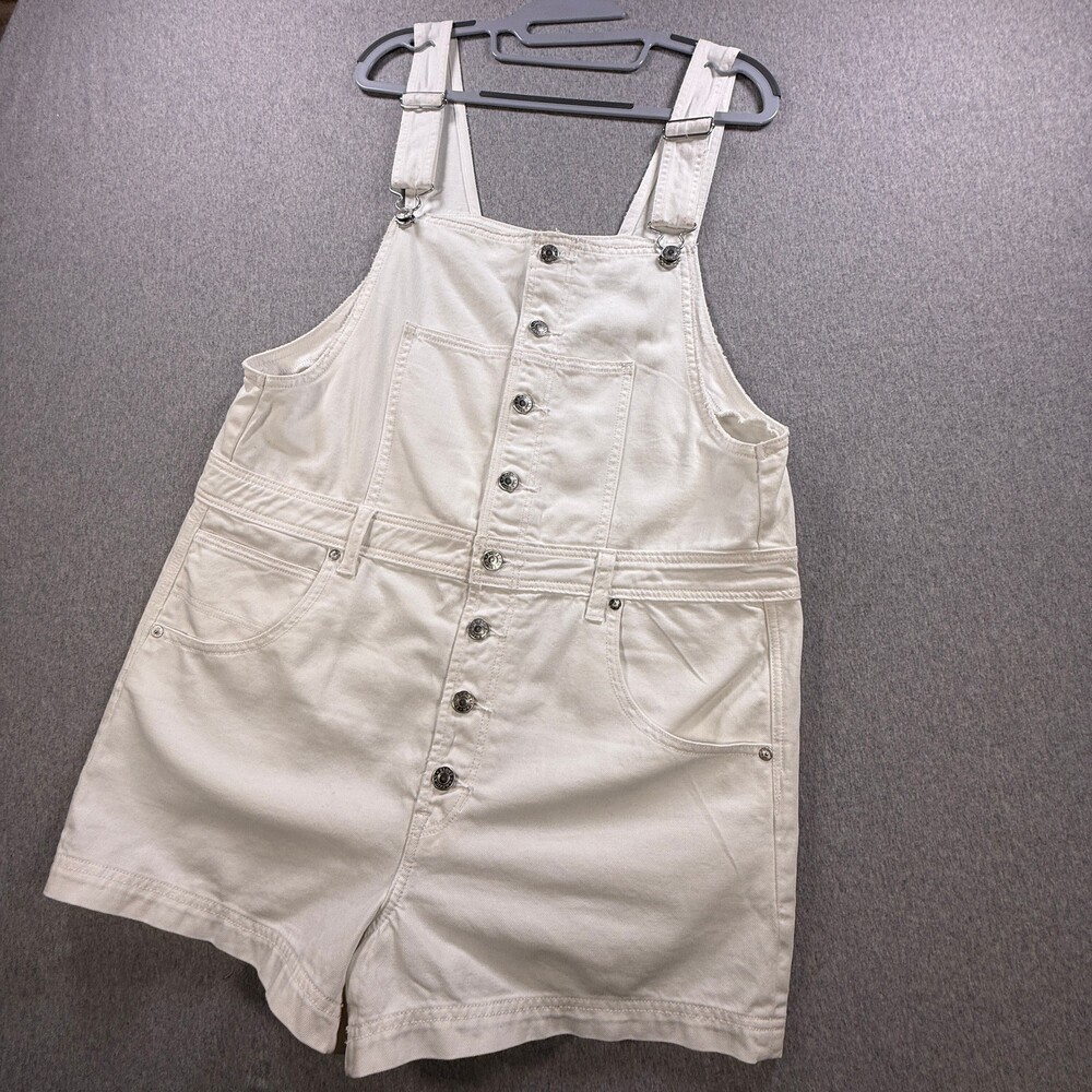 American Eagle 90's Boyfriend Shortfall White Denim Overalls - Size LARGE
